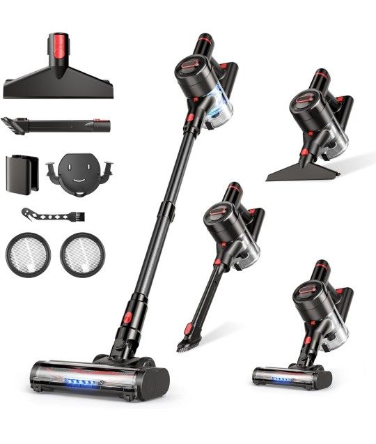 Cordless Vacuum Cleaner, 450W/40Kpa Stick Vacuum with Powerful Suction, 50Min Vacuum Cleaner for Home, Anti-tangle and 1L Dust Cup, 8 in 1 Lightweight