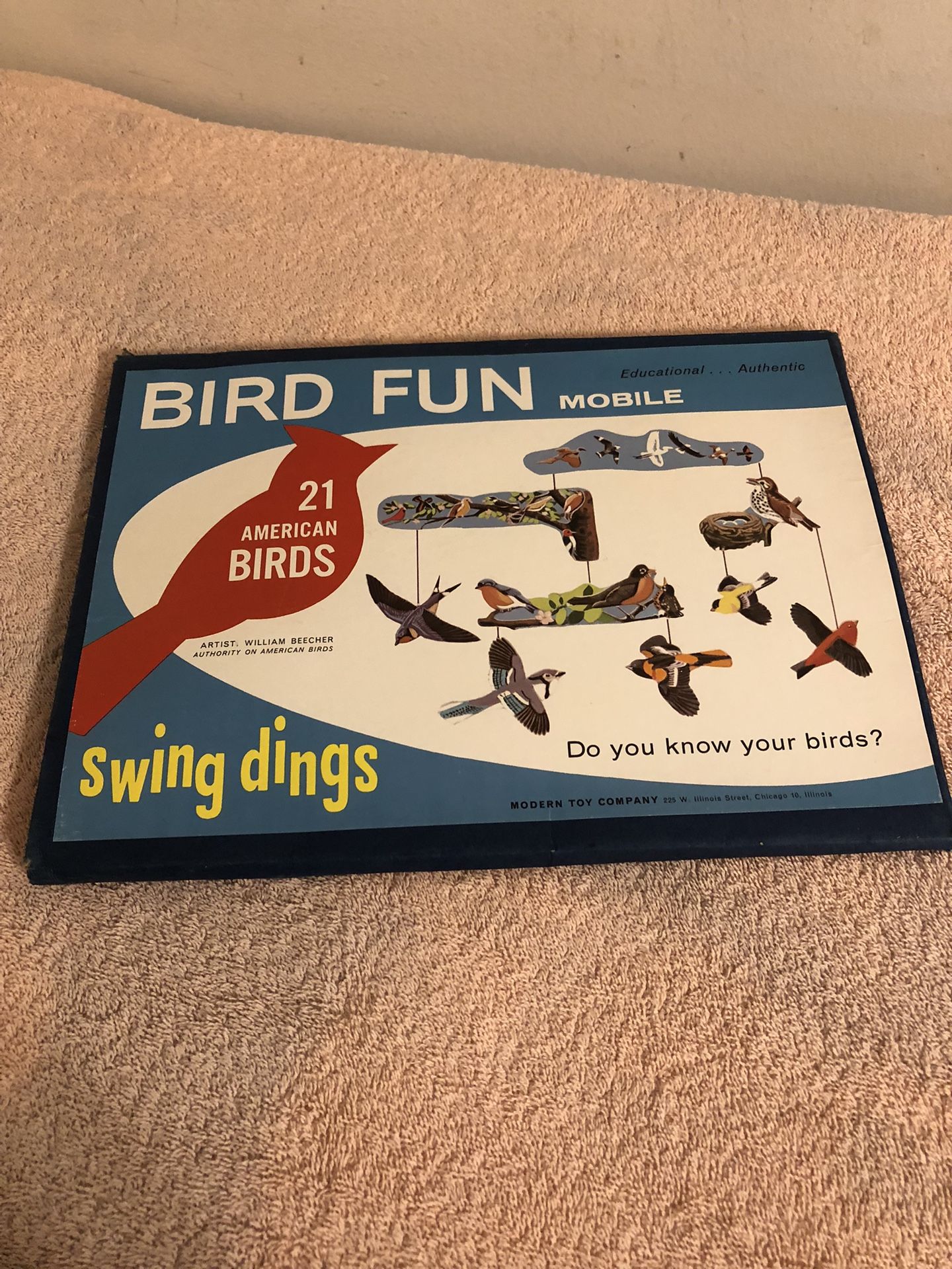 Vintage Modern Toy Company Swing Dings Bird Fun Mobile Complete Unused
