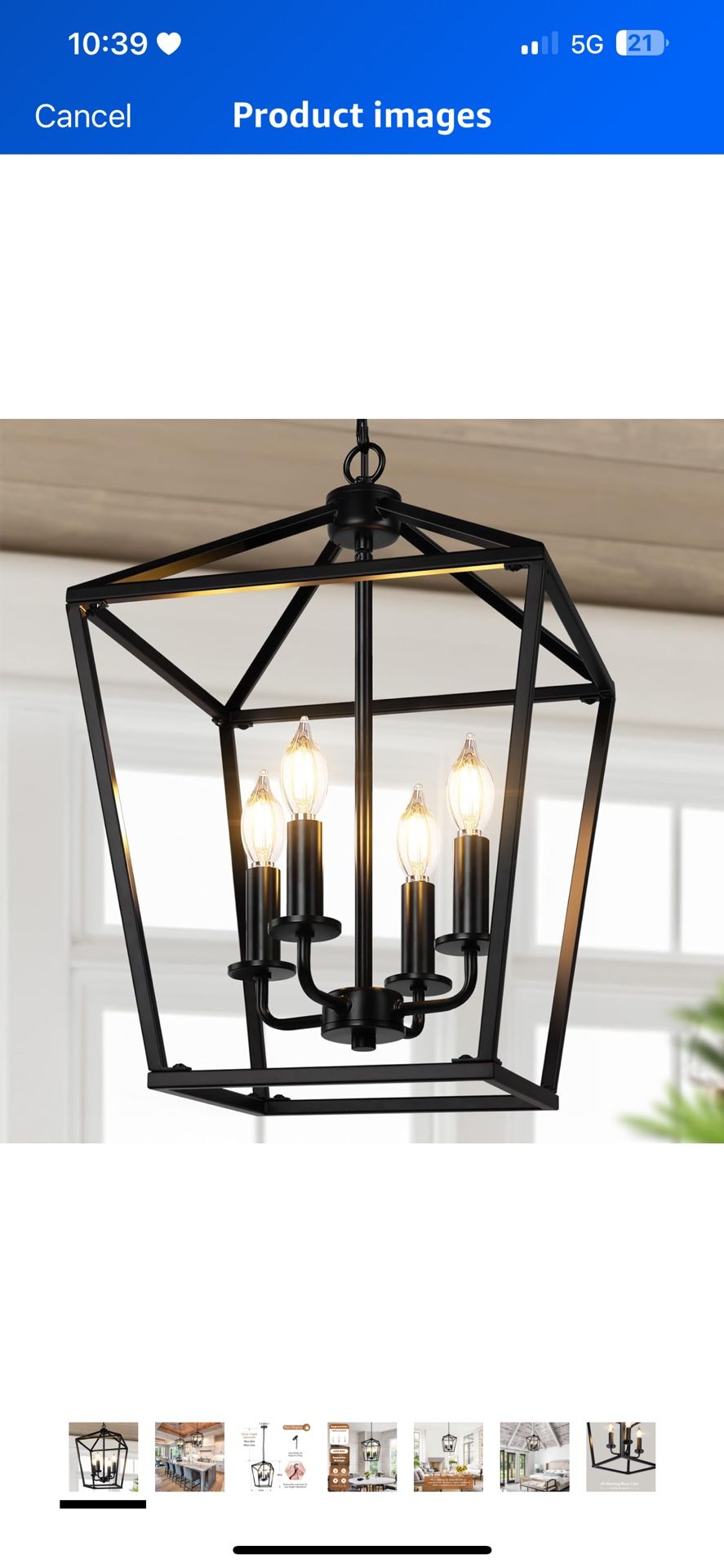 Farmhouse Chandelier 4-Light, Black Pendant Light Fixture