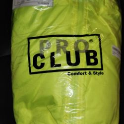 Pro Club fleece lined WindBreaker Jacket SAFETY GREEN YELLOW 2XL