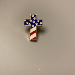 American Flag Cross Enamel Pin