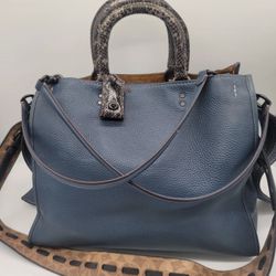 COACH Dark Denim Restored Rogue 36 With Colorblock Snakeskin Detail