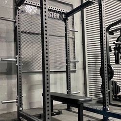Half Rack PACKAGE - Rack + Flat Bench + Weight Plate Holder Pairs x3