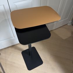 Shaped Side Table,Adjustable Height C Shaped End Table,360°Swivel Couch Tables That Slide Under,Double Tabletop Under Couch Table for Living Room,Bedr