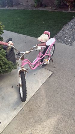Pink Kids Cruiser Bike with Doll Seat