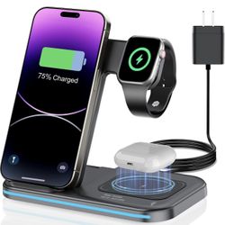 Brand New 3 in 1 Charging Station Wireless Charger lPhone Foldable Charging Stand 