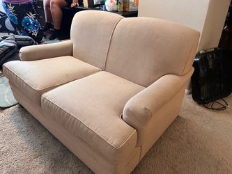 Beige Fabric Loveseat Sofa