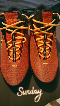 Orange and Yellow High-Top Basketball Sneakers by LeBron James