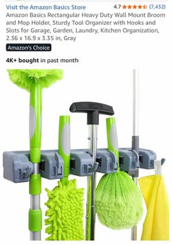 Wall mount broom/mop holder