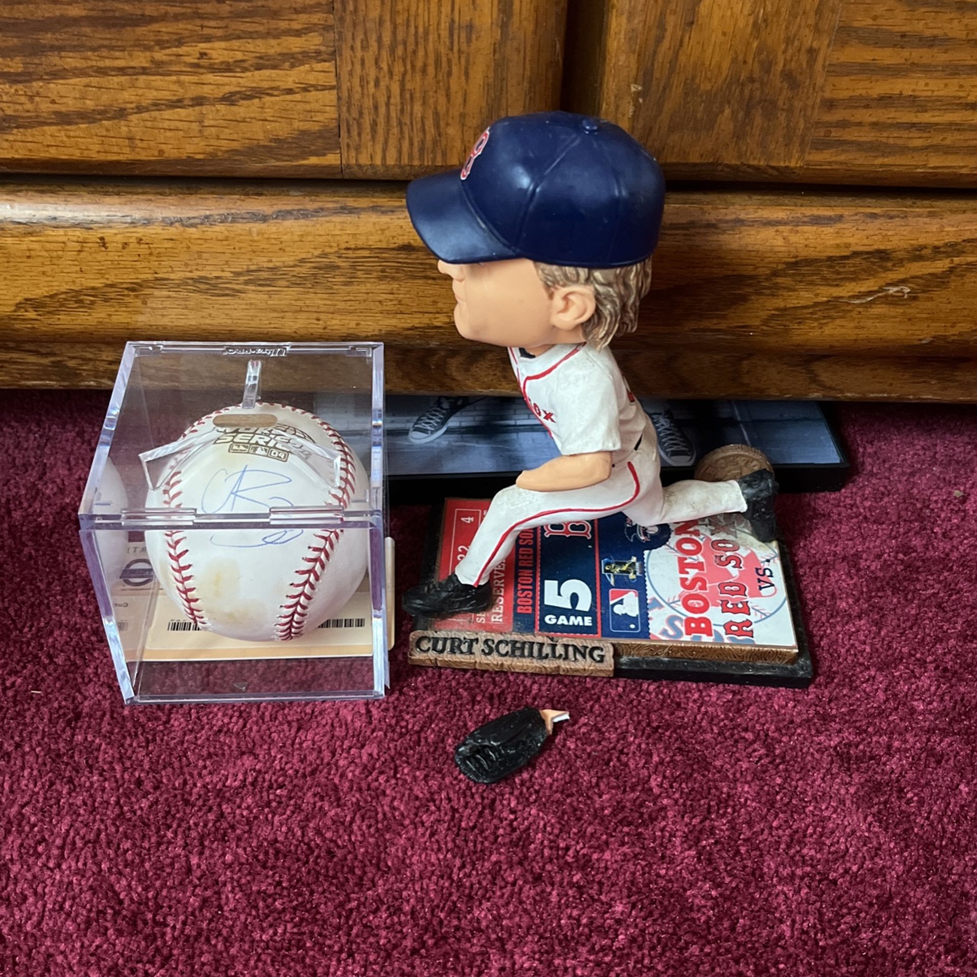 Curt Schilling Autographed Baseball/bobblehead