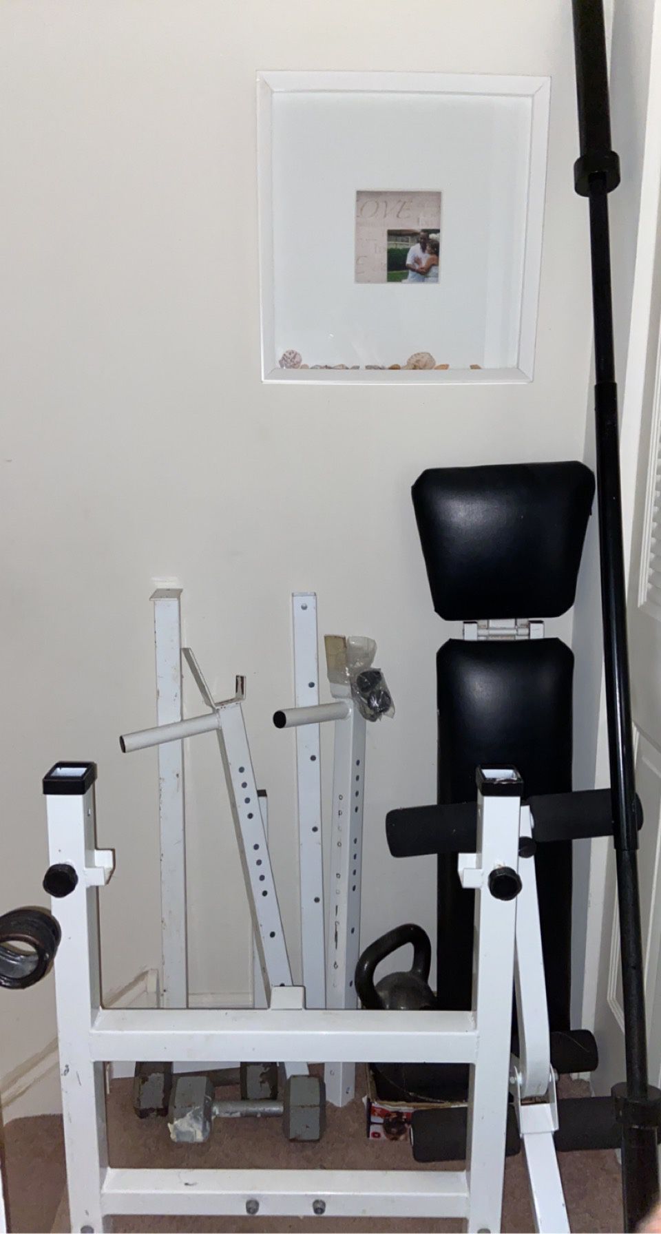 Bench Press Setup With Barbell And Weights