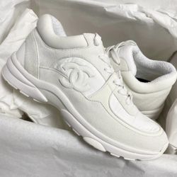 All White Chanel Sneakers
