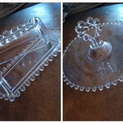 $25 Vintage Candlewick Serving Tray With ❤️ And Candlewick Butter Dish. No Chips or Cracks. For Both 