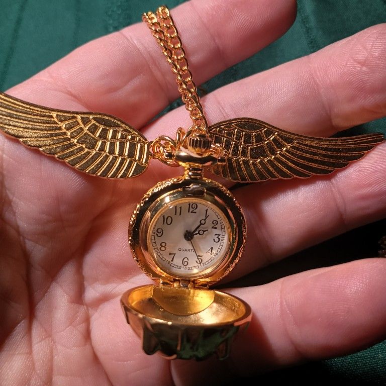 Golden Spherical Quartz Pocket Watch