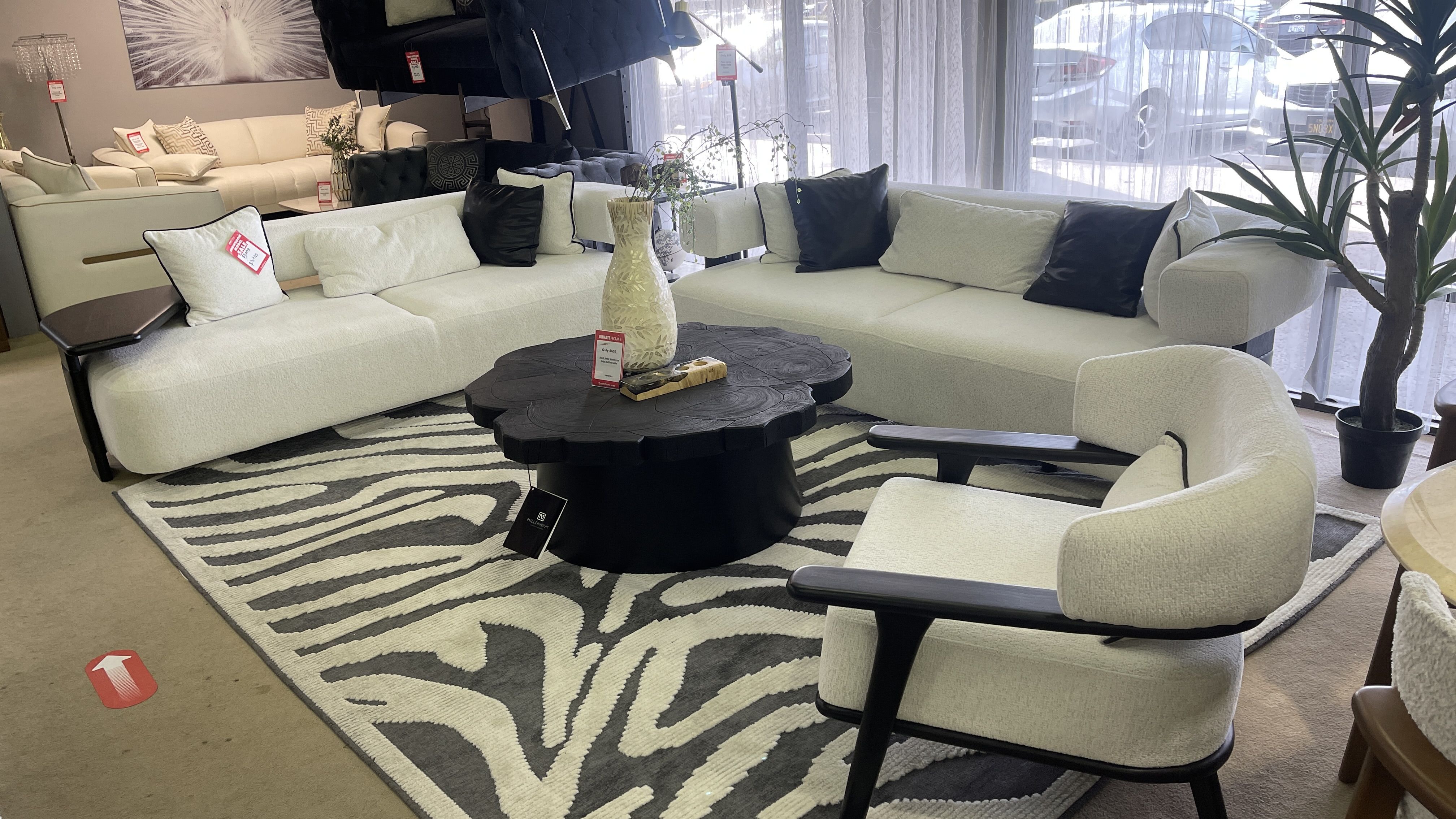 White & Black Oak Living Room Set / 3p