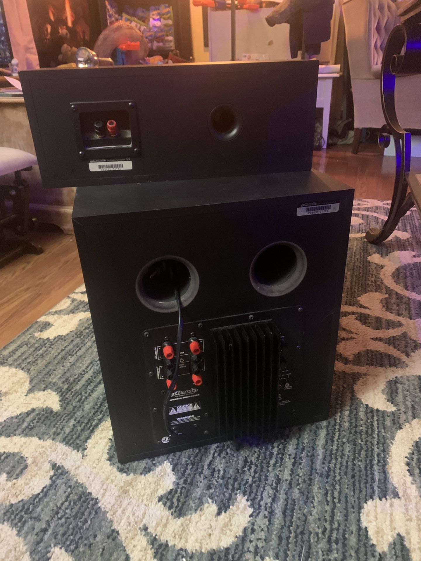 Polk audio home audio sub amp and center speakers