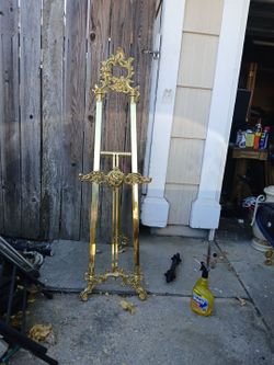 Vintage Ornate Italian Rococo-Style Brass Floor Easel