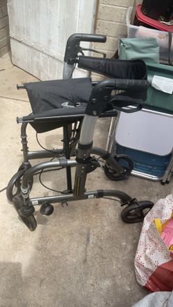 Four-wheel walker chair, seat, travel fold up aluminum