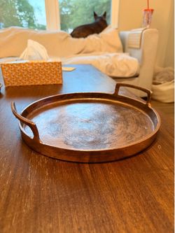 Round Decorative Tray w/ Handles