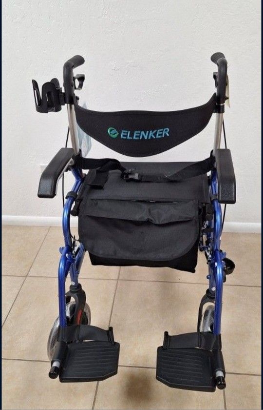 Versatile Rollator & Transport Chair - Blue