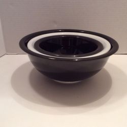 Vintage Pyrex Clear Bottom Mixing Bowl Set Black & White