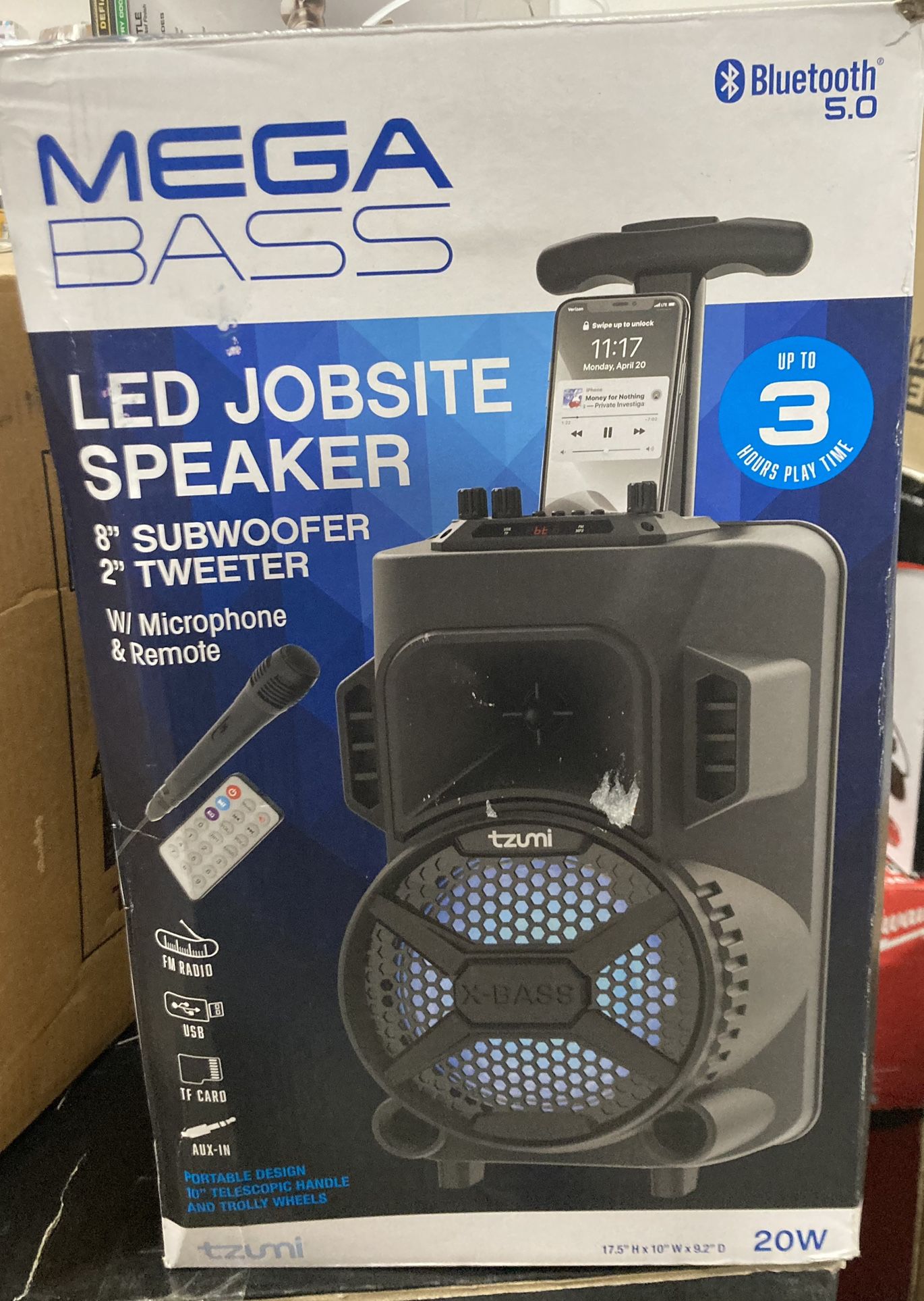 Tzumi Megabass LED Jobsite Speaker