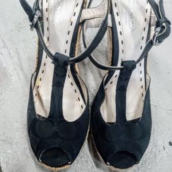 Women's COACH Open Toe Wedge Sandals
