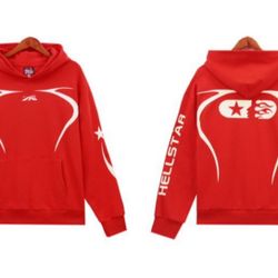 Hellstar Hoodie Chrome Red Hearts Pill Logo Denim Jeans Tears Pullover Hooded Jacket Small S Medium M Large L XL