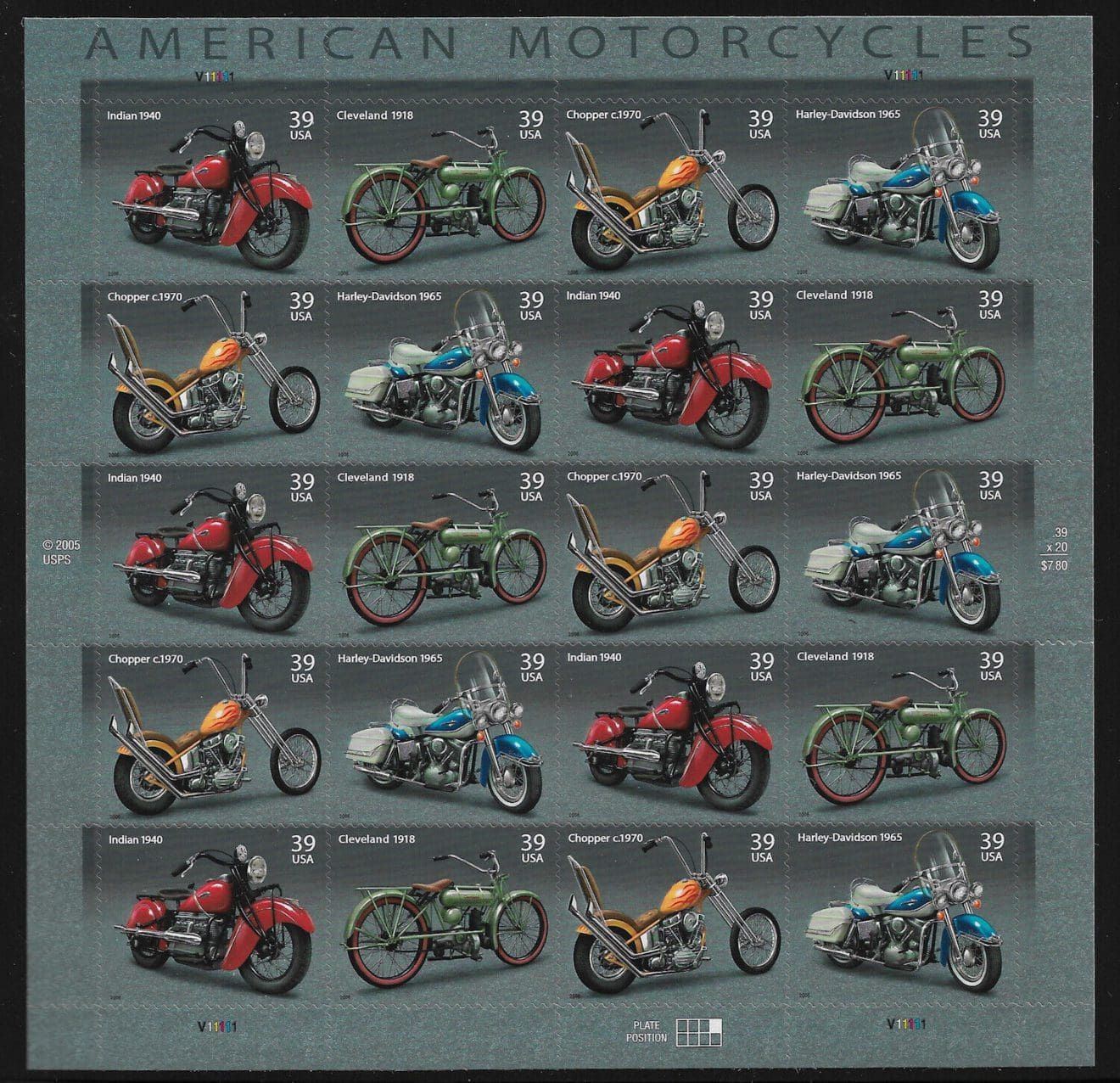 Harley Davidson Postal Stamp Sheet And Picture Book