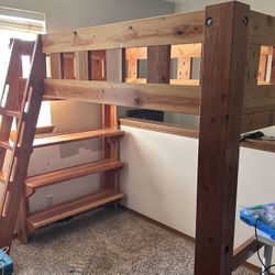 Loft Bed Twin Shelves Solid Wood w/ hardware