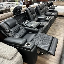 2-piece Black Power Reclining Media Sofa & Loveseat Set 
