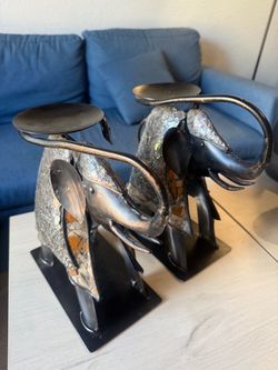 Metal Elephant Candle Holders Set of 2