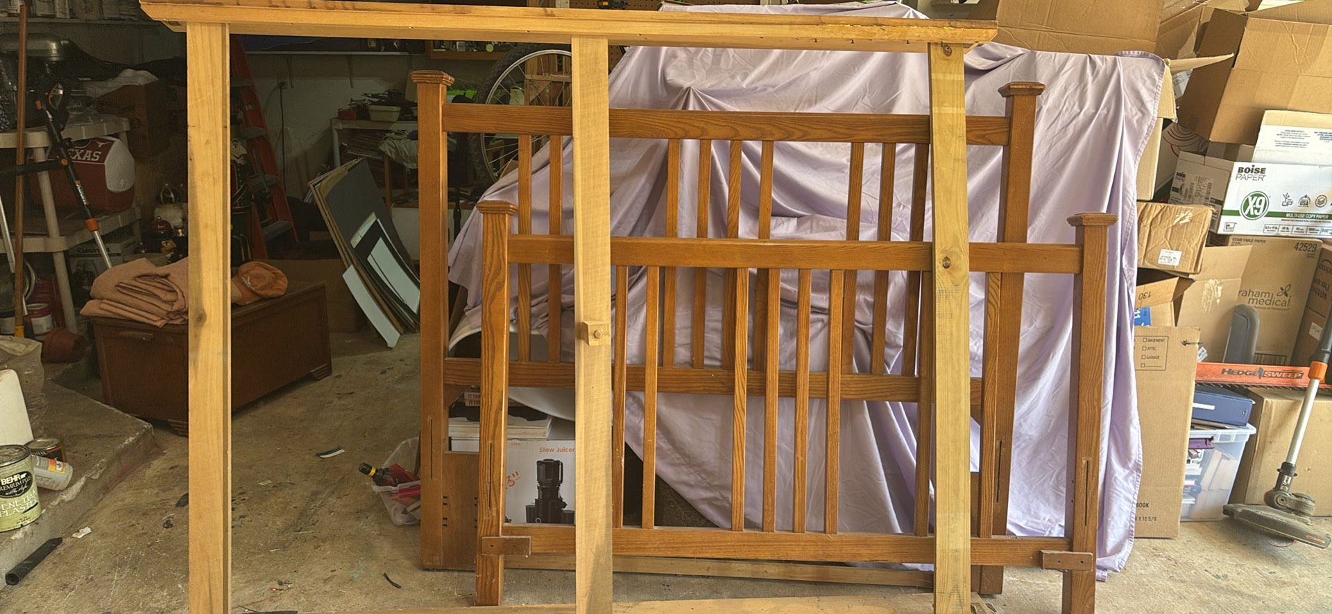 Queen Size Oak Bed And Box Spring