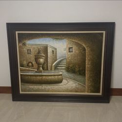 Mediterranean Courtyard Scene by W. Adams