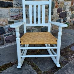 Vintage Porch Rocker With Restored Cane Seat