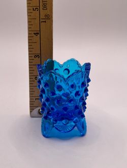 Fenton Hobnail Blue Glass Toothpick Holder
