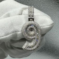 A Moissanite Number charm in Silver with Moissanite of 2.41 CTW 