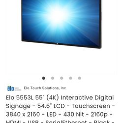 Elo 5553L 55" (4K) Interactive Digital Signage - 54.6" LCD - Touchscreen 