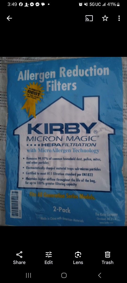 KIRBY ALLEGEN REDUCTION VACUUM FILTERS