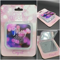 New in original packaging "Merry and Bright" Christmas Compact Mirror with dual magnification