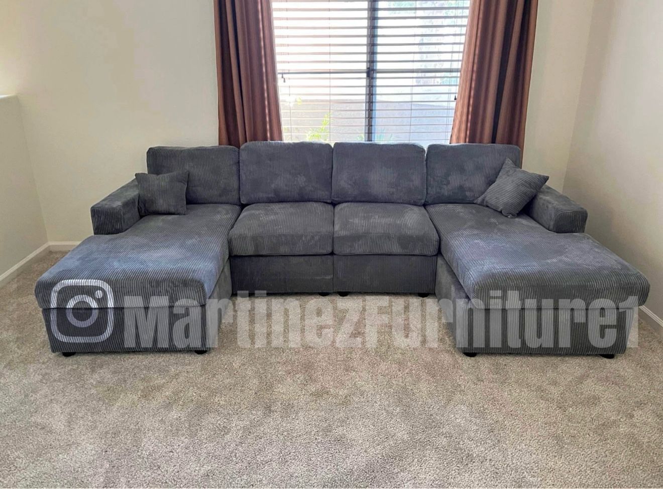 BRAND NEW GREY DOUBLE CHAISE SECTIONAL SOFA COUCH (NEW IN BOXES)