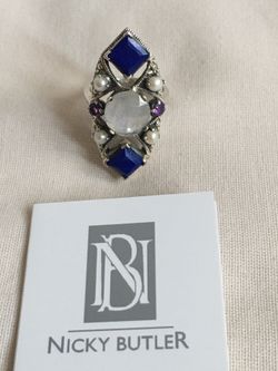 NEW NICKY BUTLER LAPIS Genuine MULTI GEMSTONES Sterling Silver RING 6
