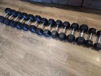 350 lb hex rubber coated dumbbell set
