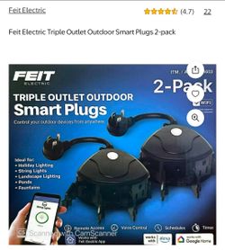 Feit Electric Triple Outlet Outdoor Smart Plugs 2-pack - NEW