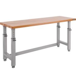 Seville Classics UltraHD Heavy-Duty Adjustable Workbench – Solid Wood Top – 72”