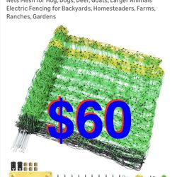 Electric Fence Netting, 42.5" H x 164' L, Portable Livestock Nets Mesh for Hog, Dogs, Deer, Goats, Larger Animals Electric Fencing for Backyards, Home
