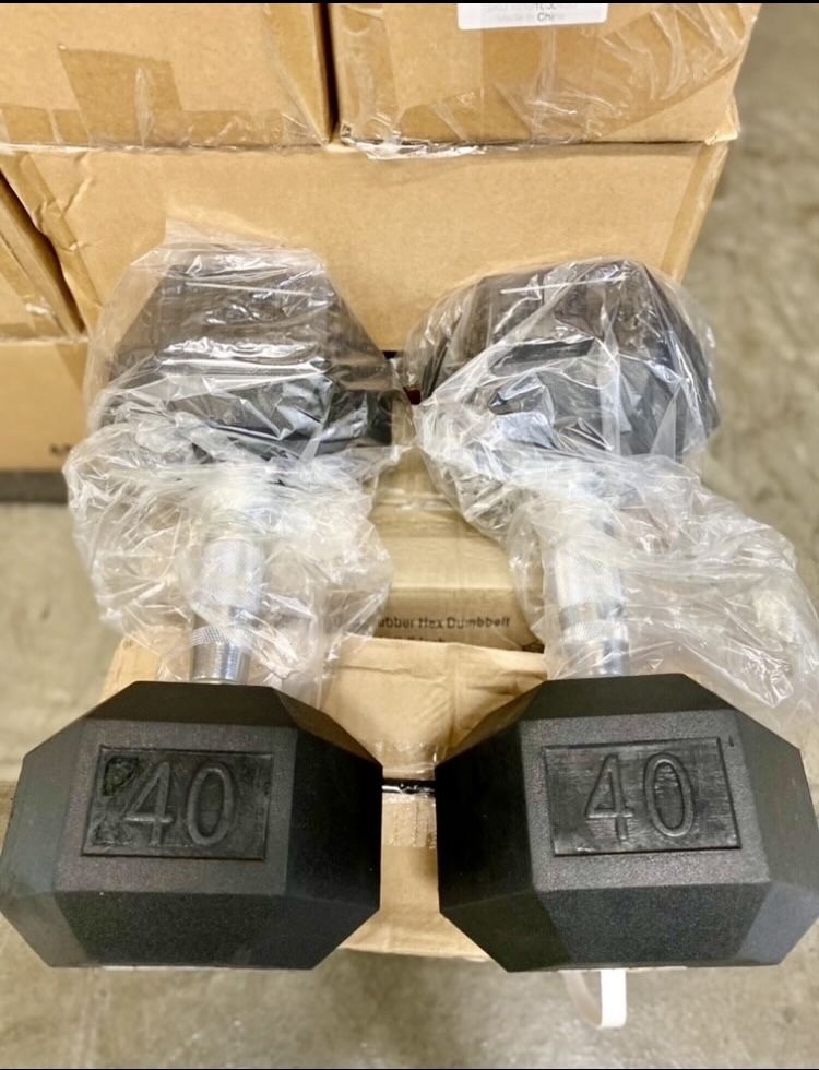 Brand New 40 Lbs Hex Rubber Dumbbells…. 
