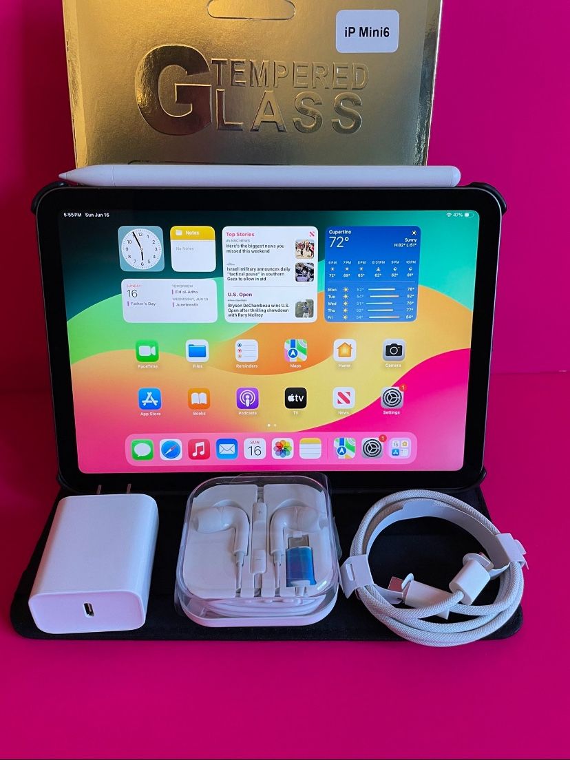  Apple Ipad Mini 6th Generation (8.3” Retina) 64GB with stylus pen, case & Accessories (256GB $449) 