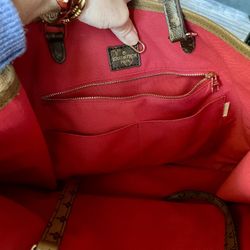 Large Brown/Tan Luxury Tote Red Interior More Pics in DM 