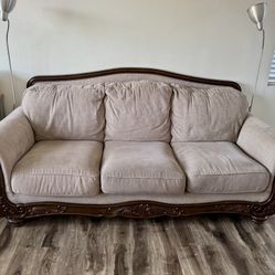 Classic Wood Sofa & Loveseat Set – Great Condition